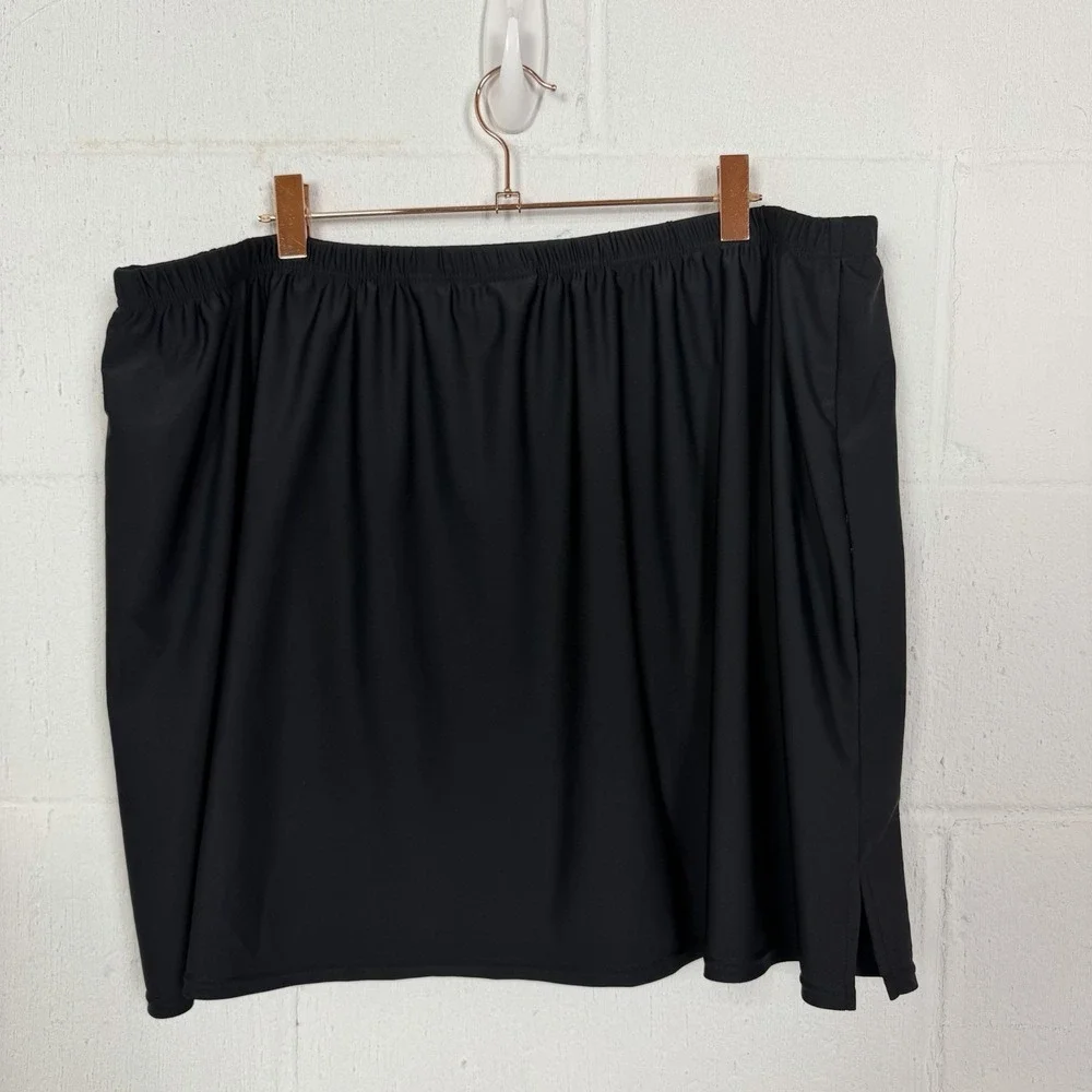 Croft & Barrow Womens Swim Skirt Plus Size 22W Black Side Slit Beach Travel Pool